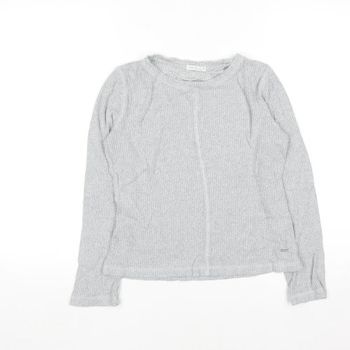Oysho Women Grey Knit Long Sleeve Crew Neck Pullover Jumper XS
