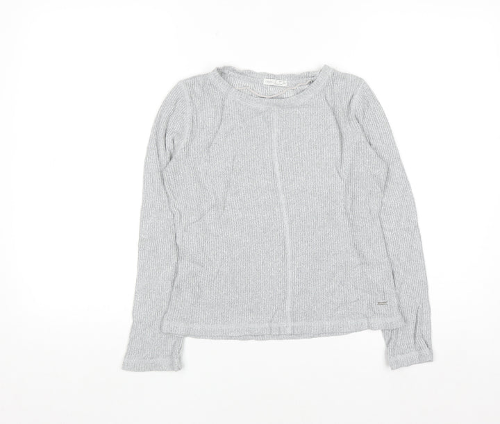 Oysho Women Grey Knit Long Sleeve Crew Neck Pullover Jumper XS