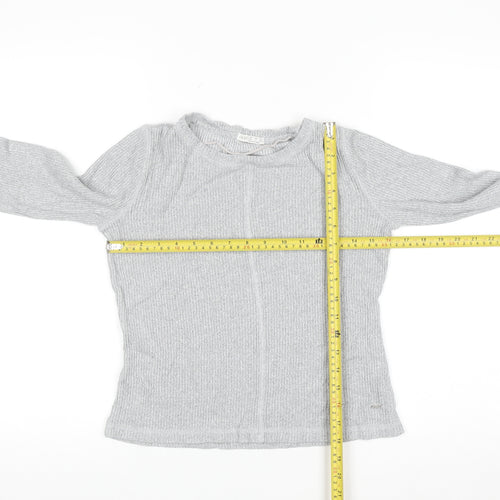 Oysho Women Grey Knit Long Sleeve Crew Neck Pullover Jumper XS