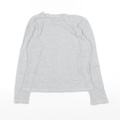 Oysho Women Grey Knit Long Sleeve Crew Neck Pullover Jumper XS