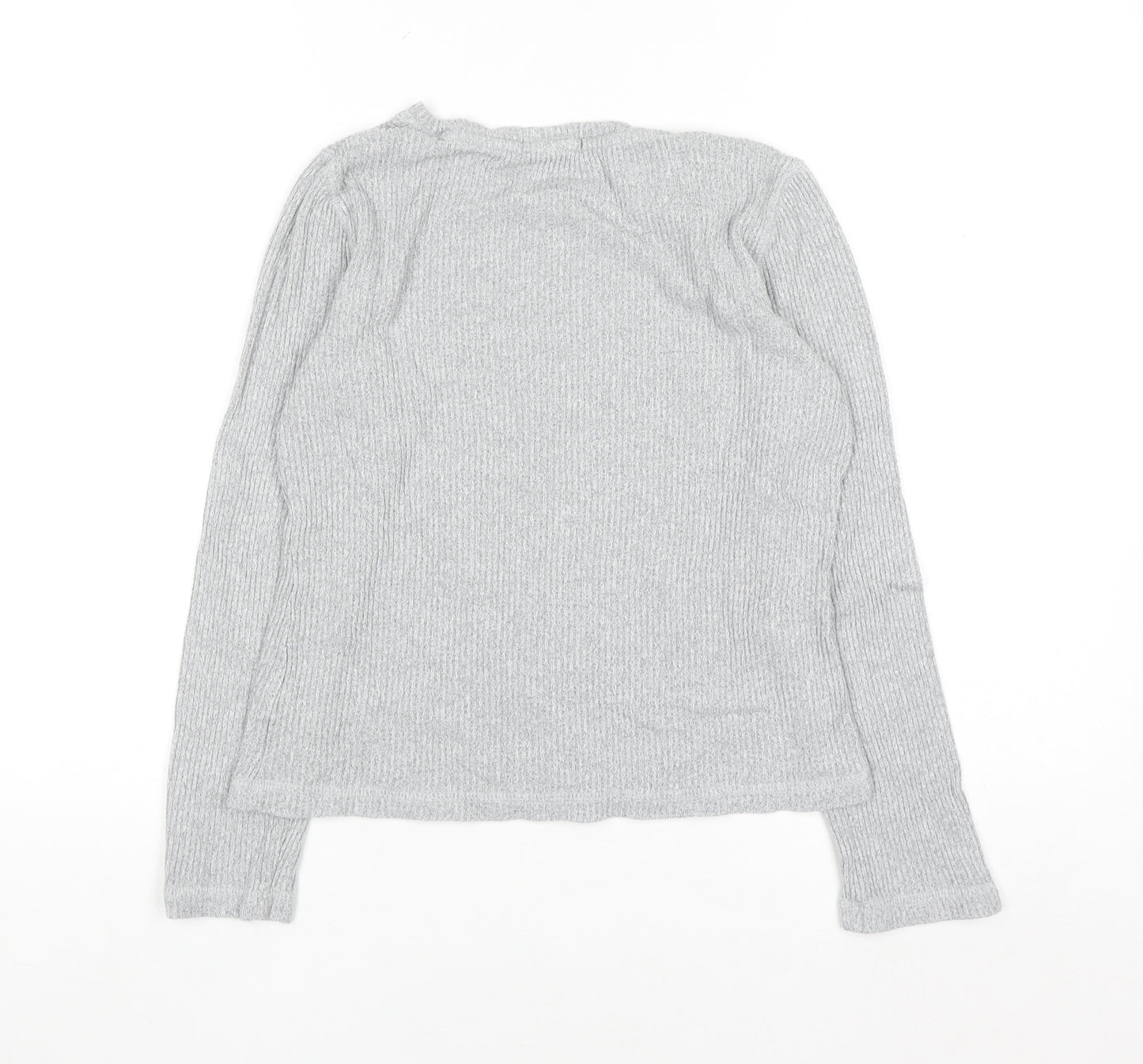 Oysho Women Grey Knit Long Sleeve Crew Neck Pullover Jumper XS