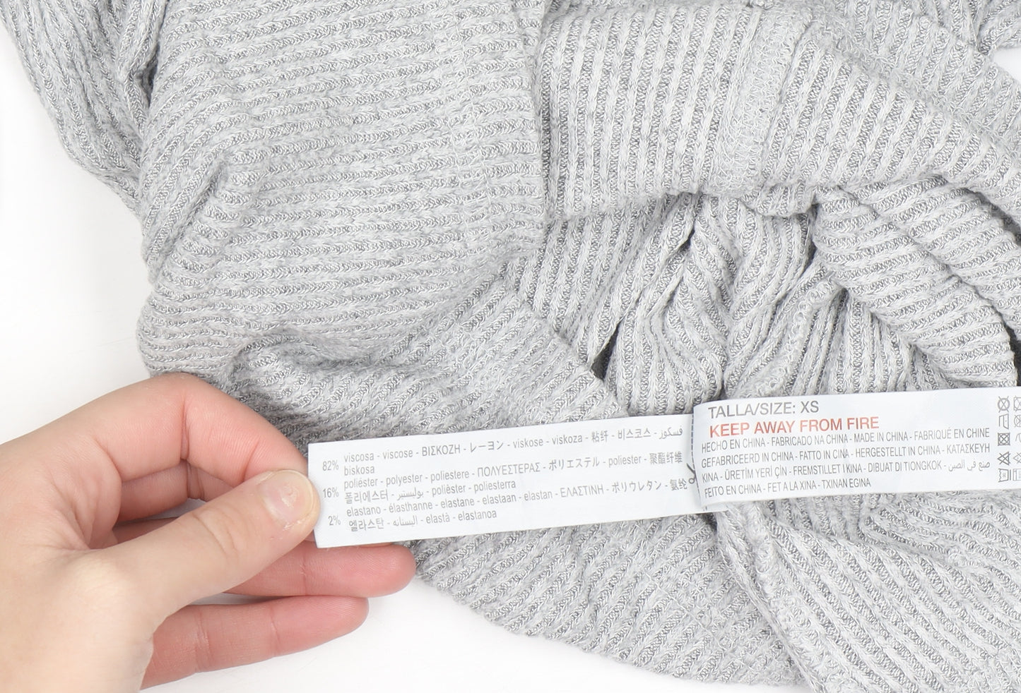 Oysho Women Grey Knit Long Sleeve Crew Neck Pullover Jumper XS
