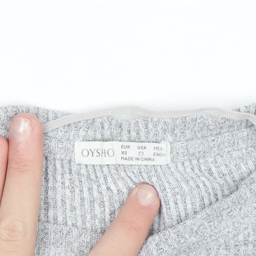Oysho Women Grey Knit Long Sleeve Crew Neck Pullover Jumper XS