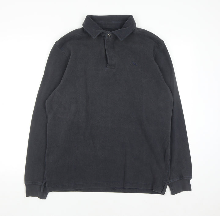 Lakeland Men's Blue Collared Henley Sweatshirt M Cotton Classic