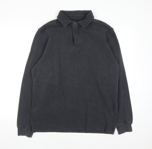 Lakeland Men's Blue Collared Henley Sweatshirt M Cotton Classic