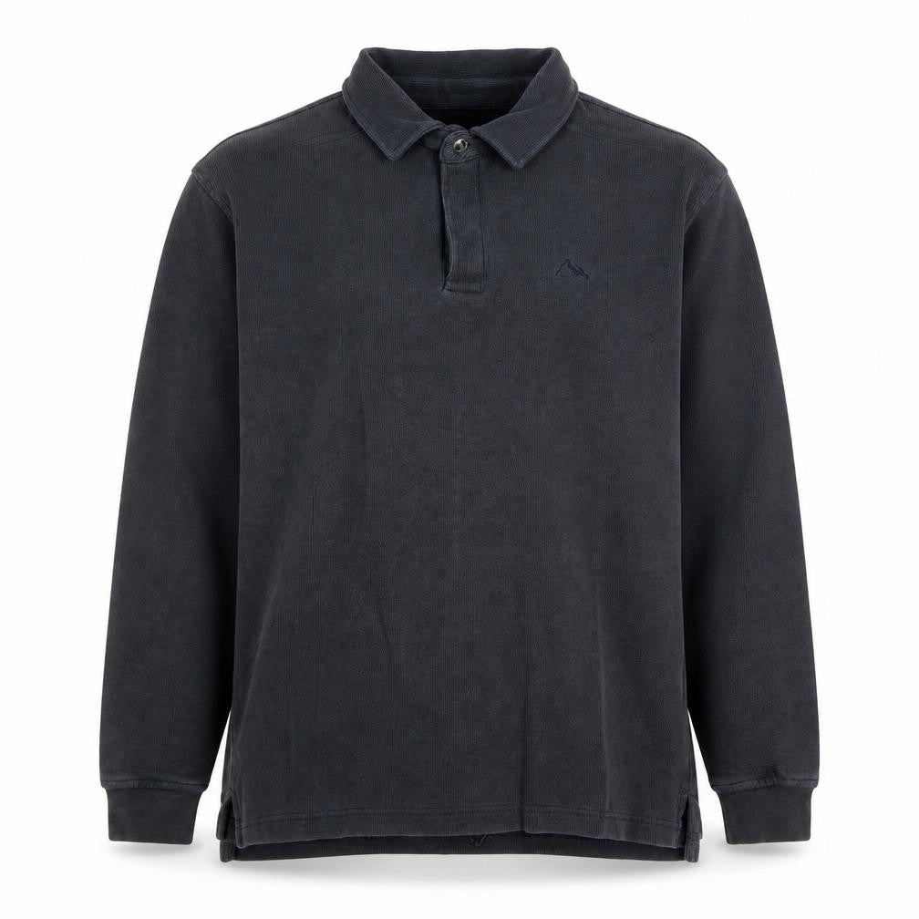 Front view of Lakeland Men's Blue Collared Henley Sweatshirt M Cotton Classic