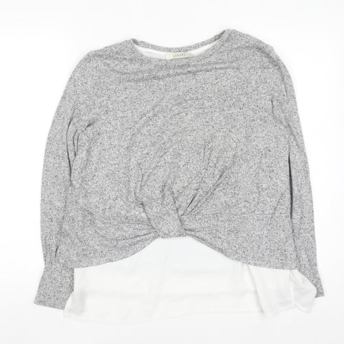 Oasis Women Grey Knit Twist Front Pullover Jumper Size M