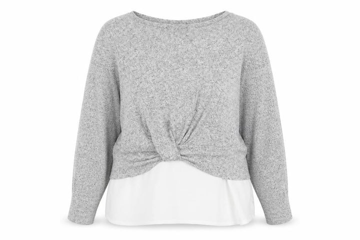 Oasis Women Grey Knit Twist Front Pullover Jumper Size M
