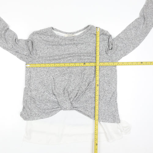 Oasis Women Grey Knit Twist Front Pullover Jumper Size M