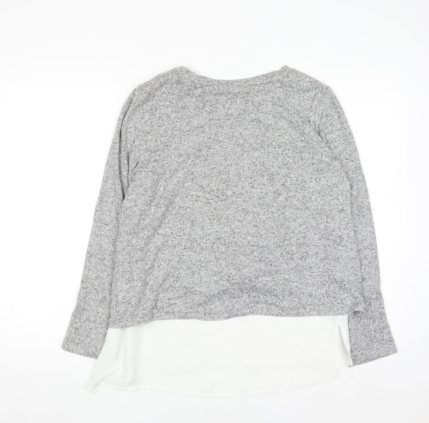 Oasis Women Grey Knit Twist Front Pullover Jumper Size M