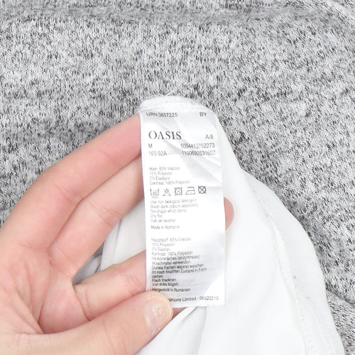 Oasis Women Grey Knit Twist Front Pullover Jumper Size M