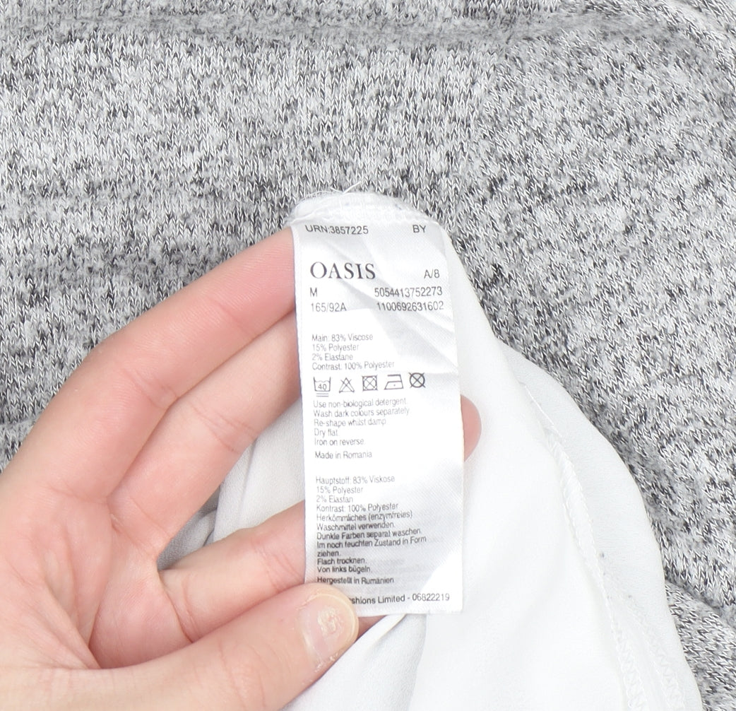 Oasis Women Grey Knit Twist Front Pullover Jumper Size M