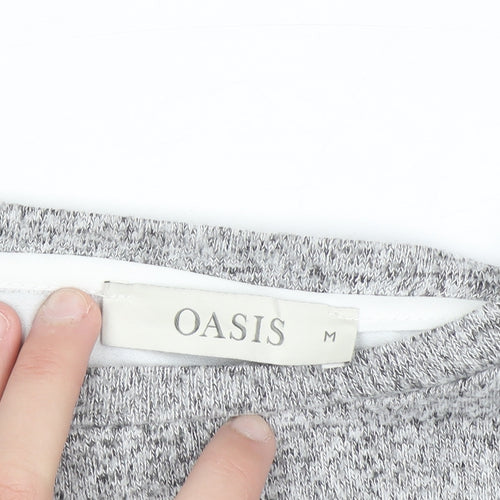 Oasis Women Grey Knit Twist Front Pullover Jumper Size M