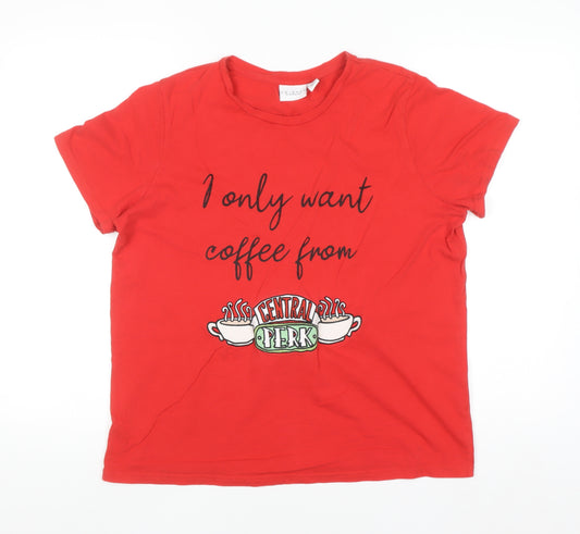 FRIENDS Women's Red Central Perk Cotton T-Shirt Size M