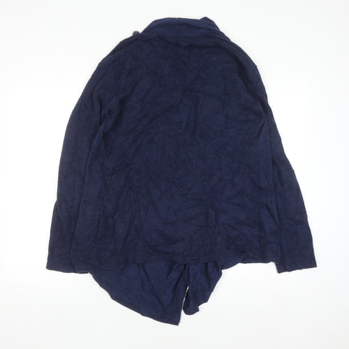 JoJo Maman Bébé Women's Blue Open Knit Long Sleeve Cardigan M