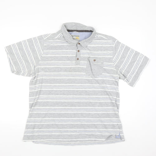 Craghoppers Mens Grey Striped 2XL Polo Shirt SolarShield Cotton