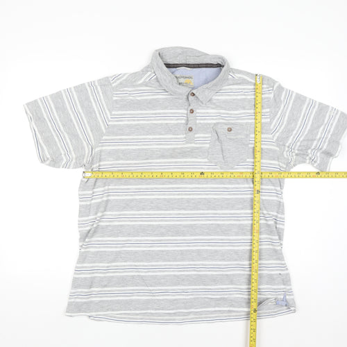 Craghoppers Mens Grey Striped 2XL Polo Shirt SolarShield Cotton