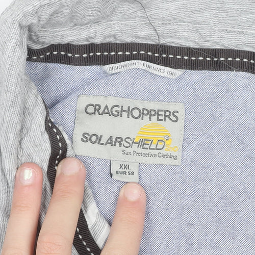 Craghoppers Mens Grey Striped 2XL Polo Shirt SolarShield Cotton