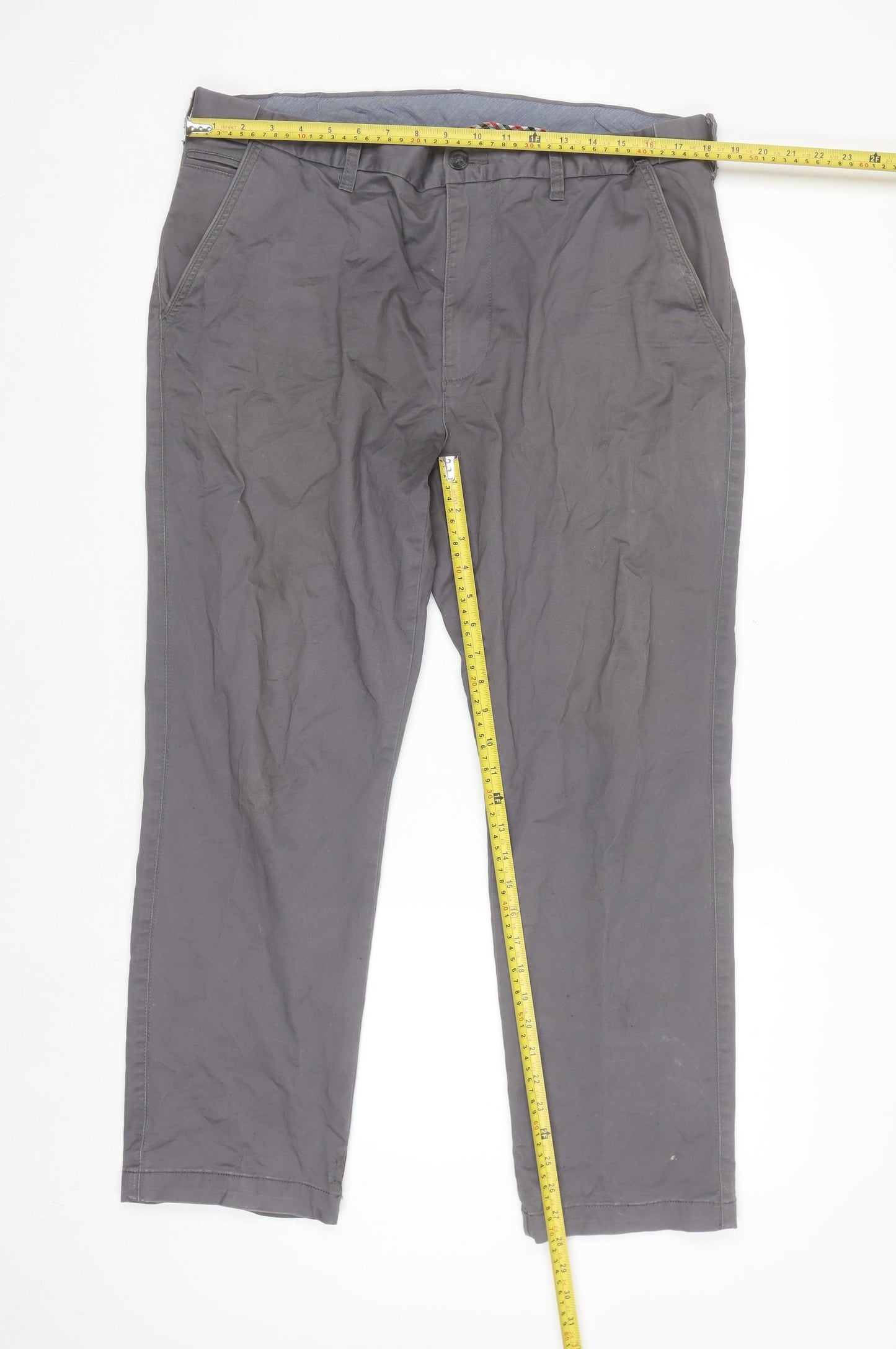Dunnes Stores Men's Grey Chino Trousers 38x29 Regular Fit