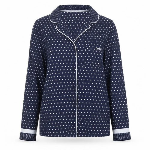 DKNY Women's Blue Star Print Long Sleeve Pyjama Top Size M