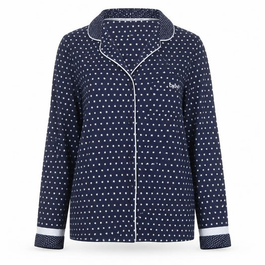 DKNY Women's Blue Star Print Long Sleeve Pyjama Top Size M