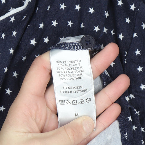 DKNY Women's Blue Star Print Long Sleeve Pyjama Top Size M