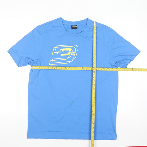 Druids Men's Blue Graphic Crew Neck Short Sleeve Cotton Blend T-Shirt Size L