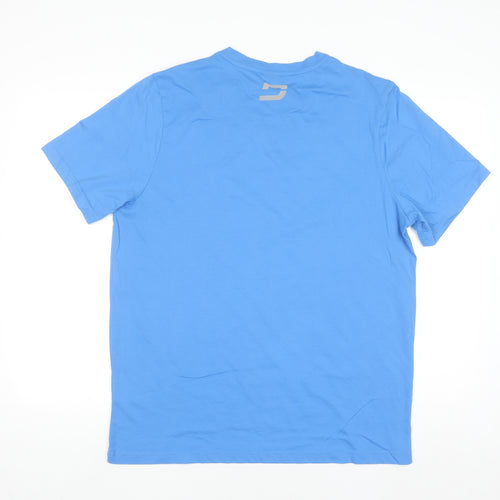 Druids Men's Blue Graphic Crew Neck Short Sleeve Cotton Blend T-Shirt Size L