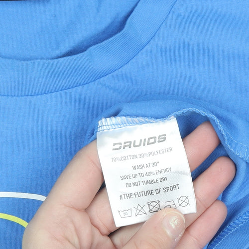 Druids Men's Blue Graphic Crew Neck Short Sleeve Cotton Blend T-Shirt Size L