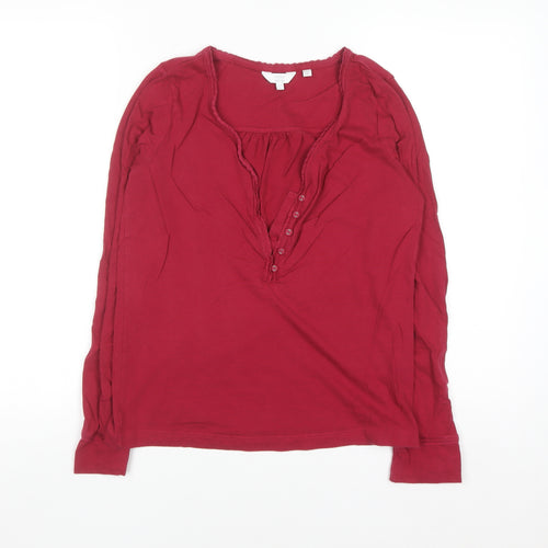 FatFace Women's Red Long Sleeve Cotton Modal Button Blouse UK 10