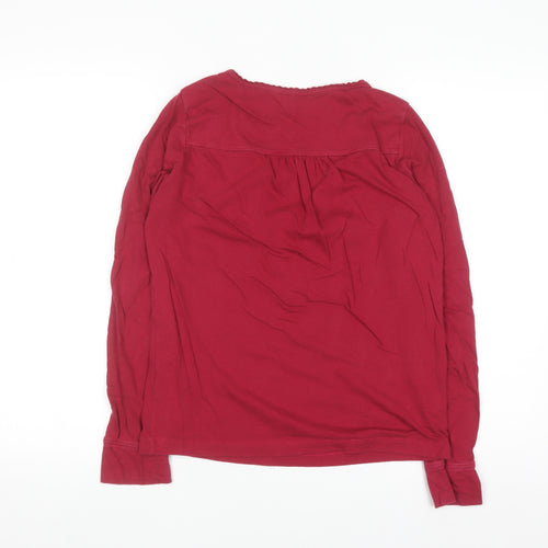 FatFace Women's Red Long Sleeve Cotton Modal Button Blouse UK 10
