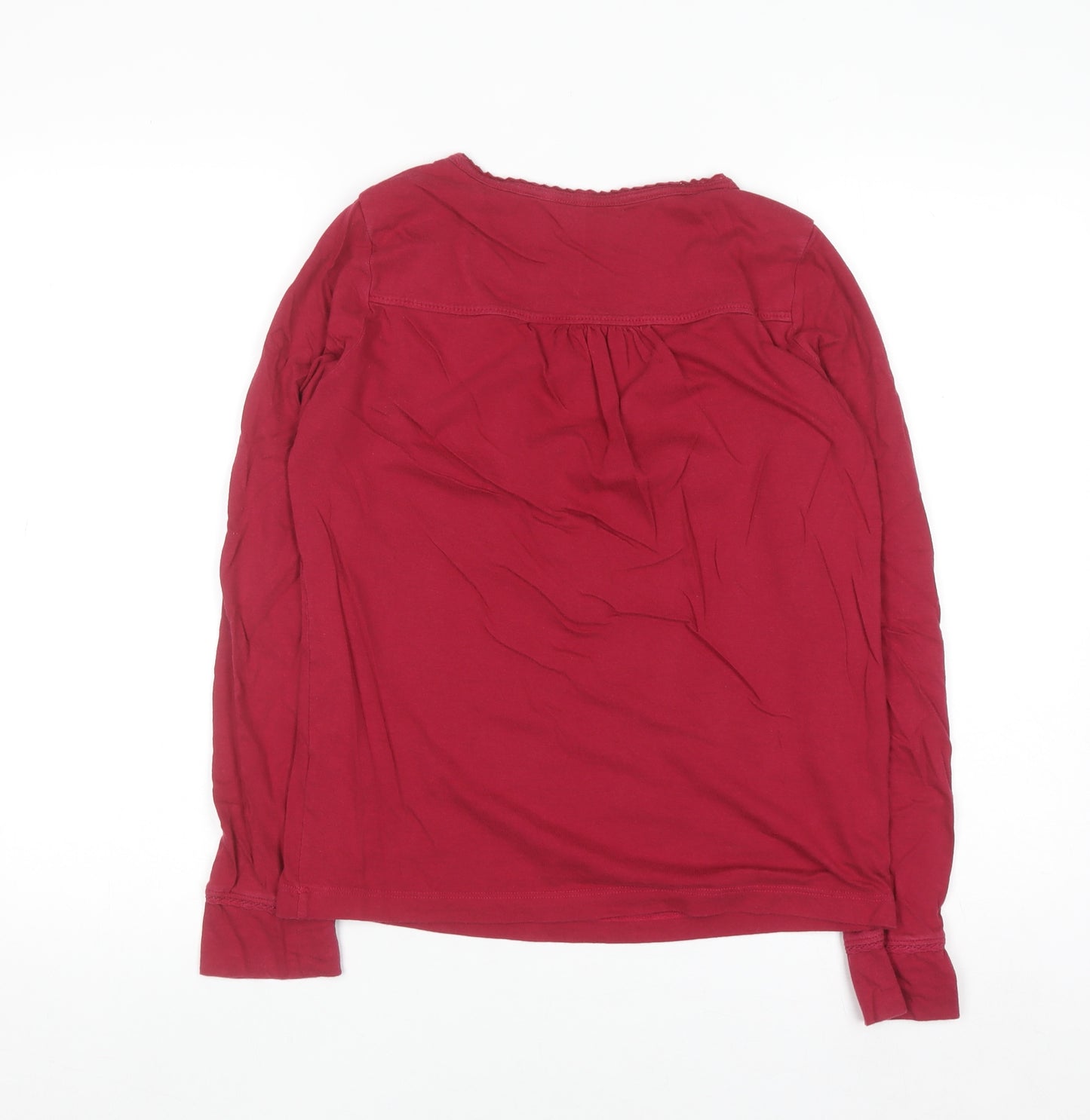 FatFace Women's Red Long Sleeve Cotton Modal Button Blouse UK 10