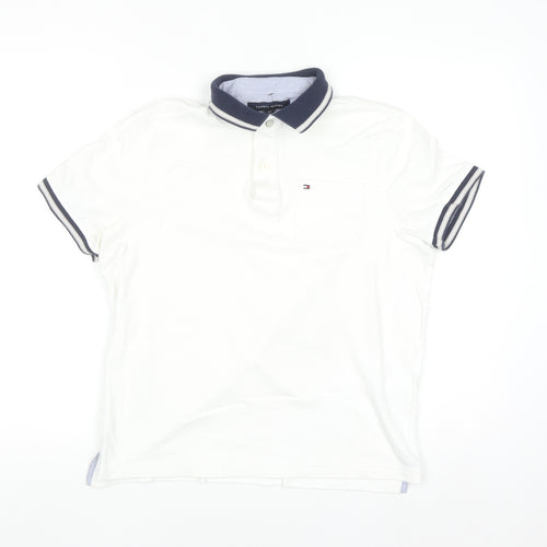 Tommy Hilfiger Men's White Custom Fit Short Sleeve Polo Shirt Size S
