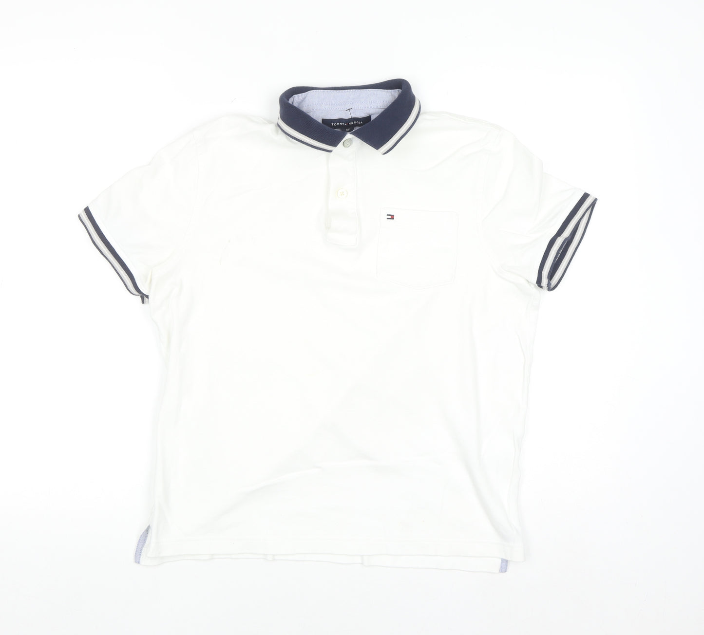 Tommy Hilfiger Men's White Custom Fit Short Sleeve Polo Shirt Size S