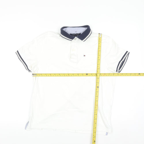 Tommy Hilfiger Men's White Custom Fit Short Sleeve Polo Shirt Size S