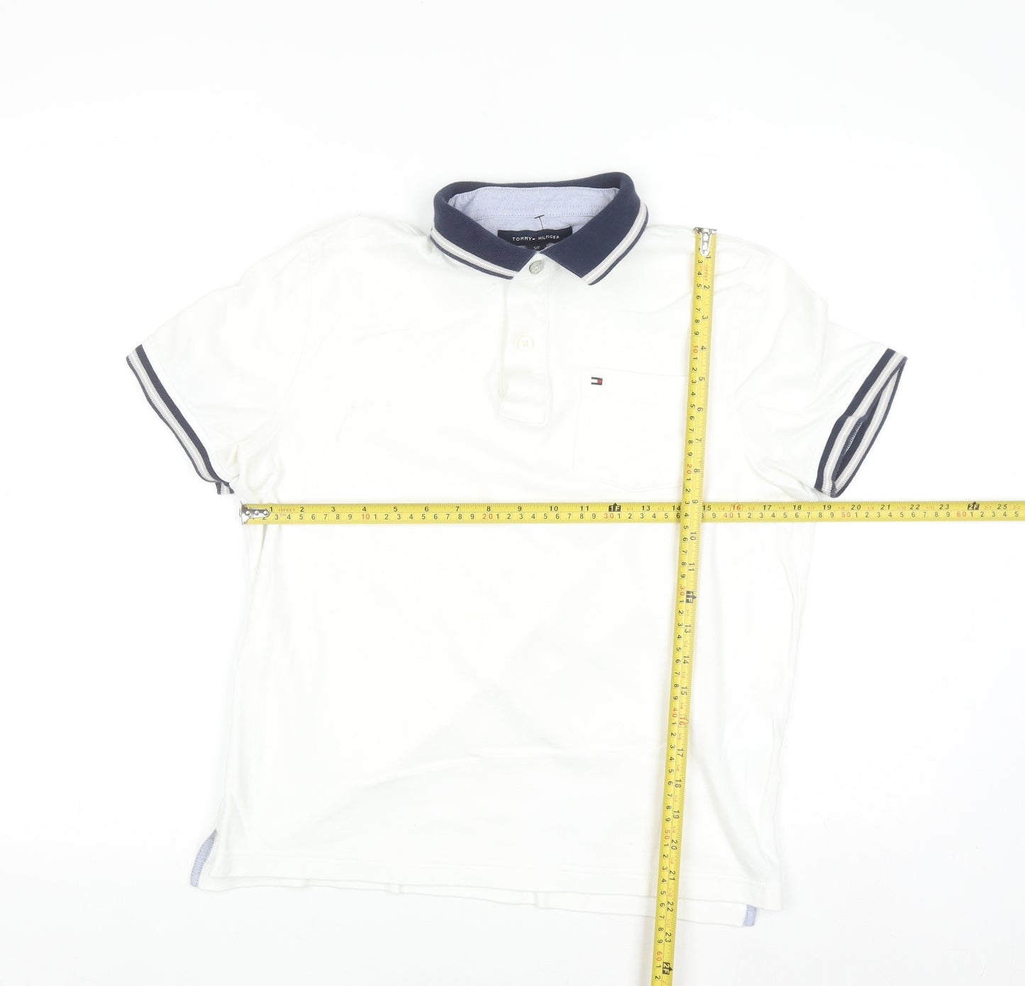 Tommy Hilfiger Men's White Custom Fit Short Sleeve Polo Shirt Size S
