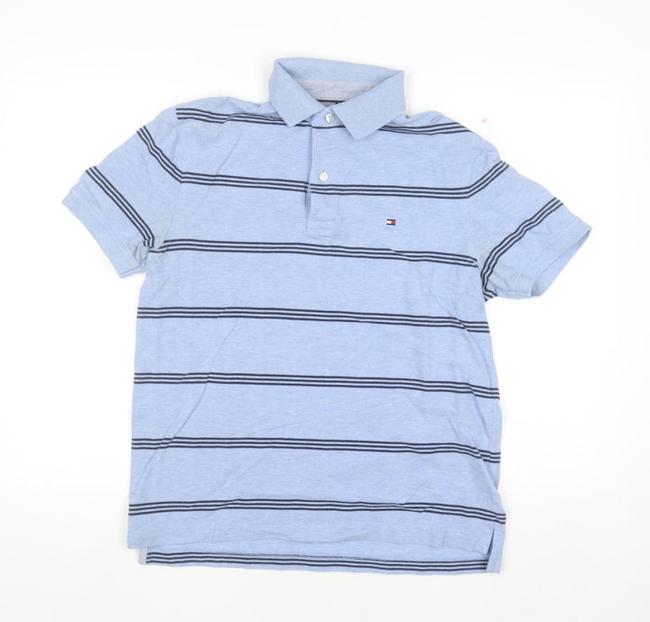 Tommy Hilfiger Men's Blue Striped Classic Fit Cotton Polo Shirt S