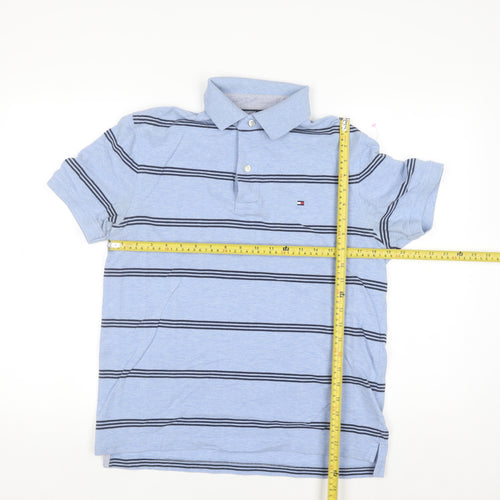 Tommy Hilfiger Men's Blue Striped Classic Fit Cotton Polo Shirt S