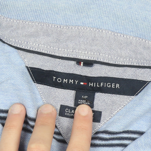 Tommy Hilfiger Men's Blue Striped Classic Fit Cotton Polo Shirt S