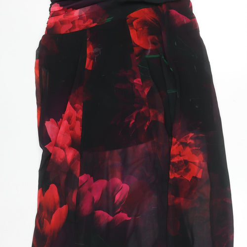 Lipsy Women’s Multicoloured Floral One Shoulder Chiffon Maxi Dress UK 14