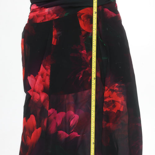Lipsy Women’s Multicoloured Floral One Shoulder Chiffon Maxi Dress UK 14