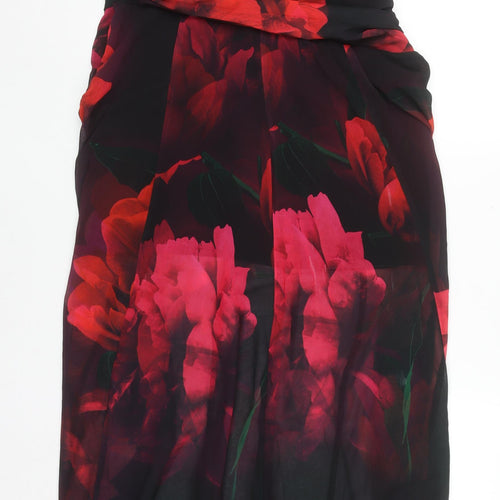 Lipsy Women’s Multicoloured Floral One Shoulder Chiffon Maxi Dress UK 14