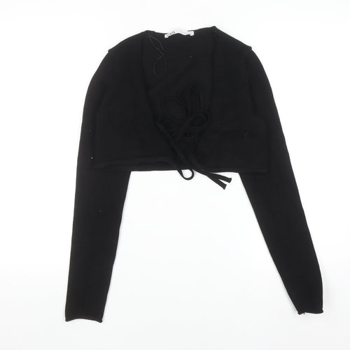 Zara Womens Black Shrug Cardigan Small Long Sleeve Knit Wrap