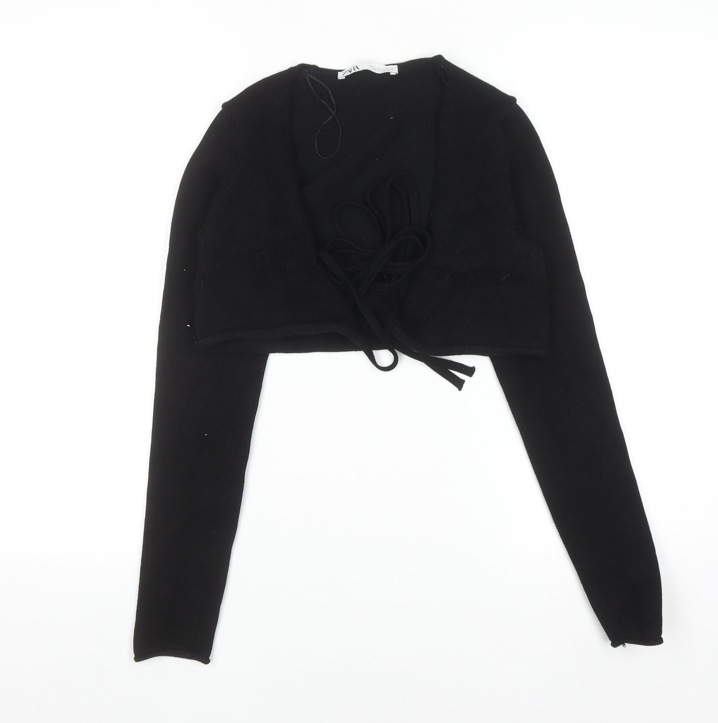 Zara Womens Black Shrug Cardigan Small Long Sleeve Knit Wrap