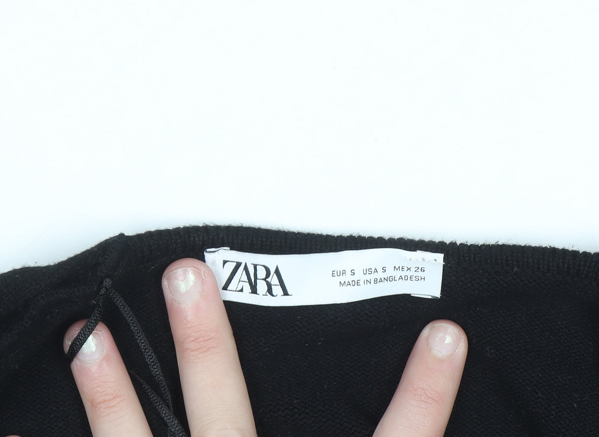 Zara Womens Black Shrug Cardigan Small Long Sleeve Knit Wrap