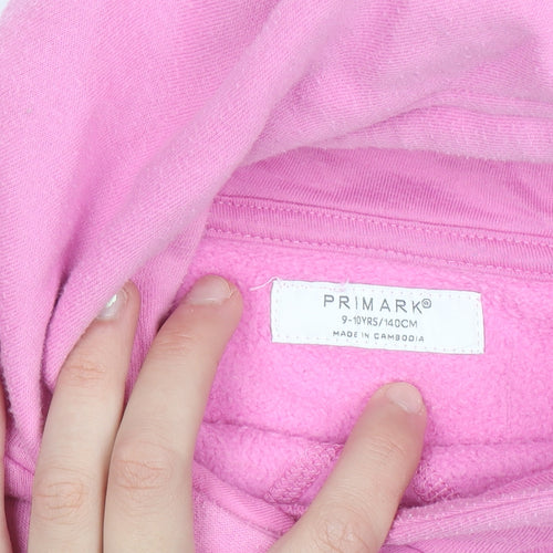 Primark Girls Pink Pullover Hoodie 9-10 Years Cotton Blend Fleece