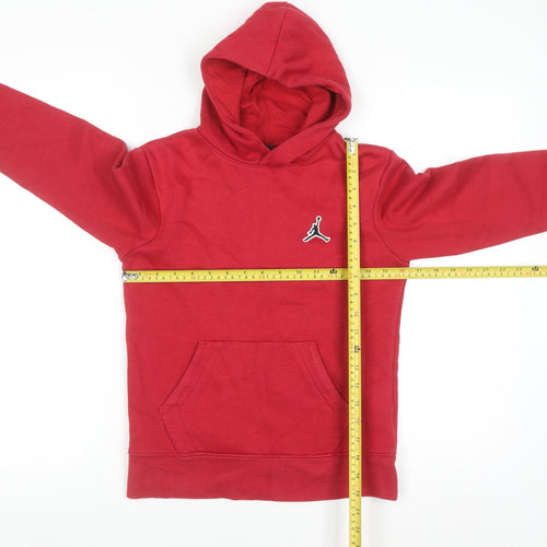 Jordan Boys Red Pullover Hoodie 10-12 Years Cotton Blend Fleece Kangaroo Pocket