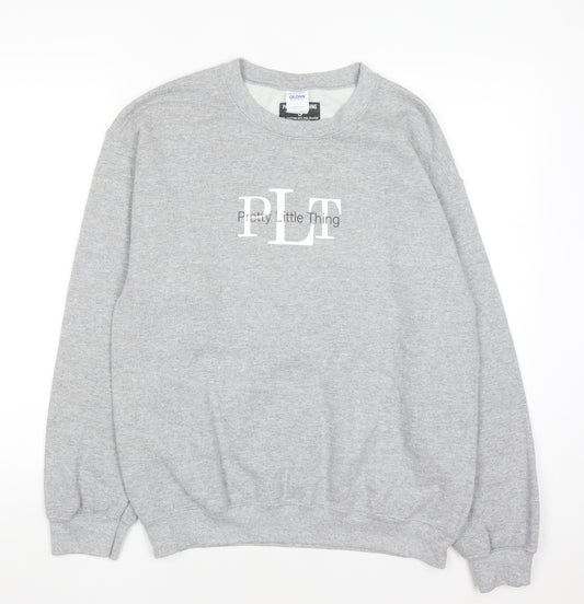 Pretty Little Thing Women's Grey Small Crew Neck Pullover Sweatshirt