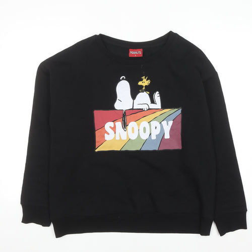 Peanuts Men’s Black Snoopy Graphic Pullover Sweatshirt L