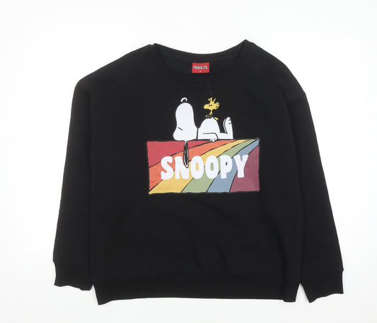 Peanuts Men’s Black Snoopy Graphic Pullover Sweatshirt L